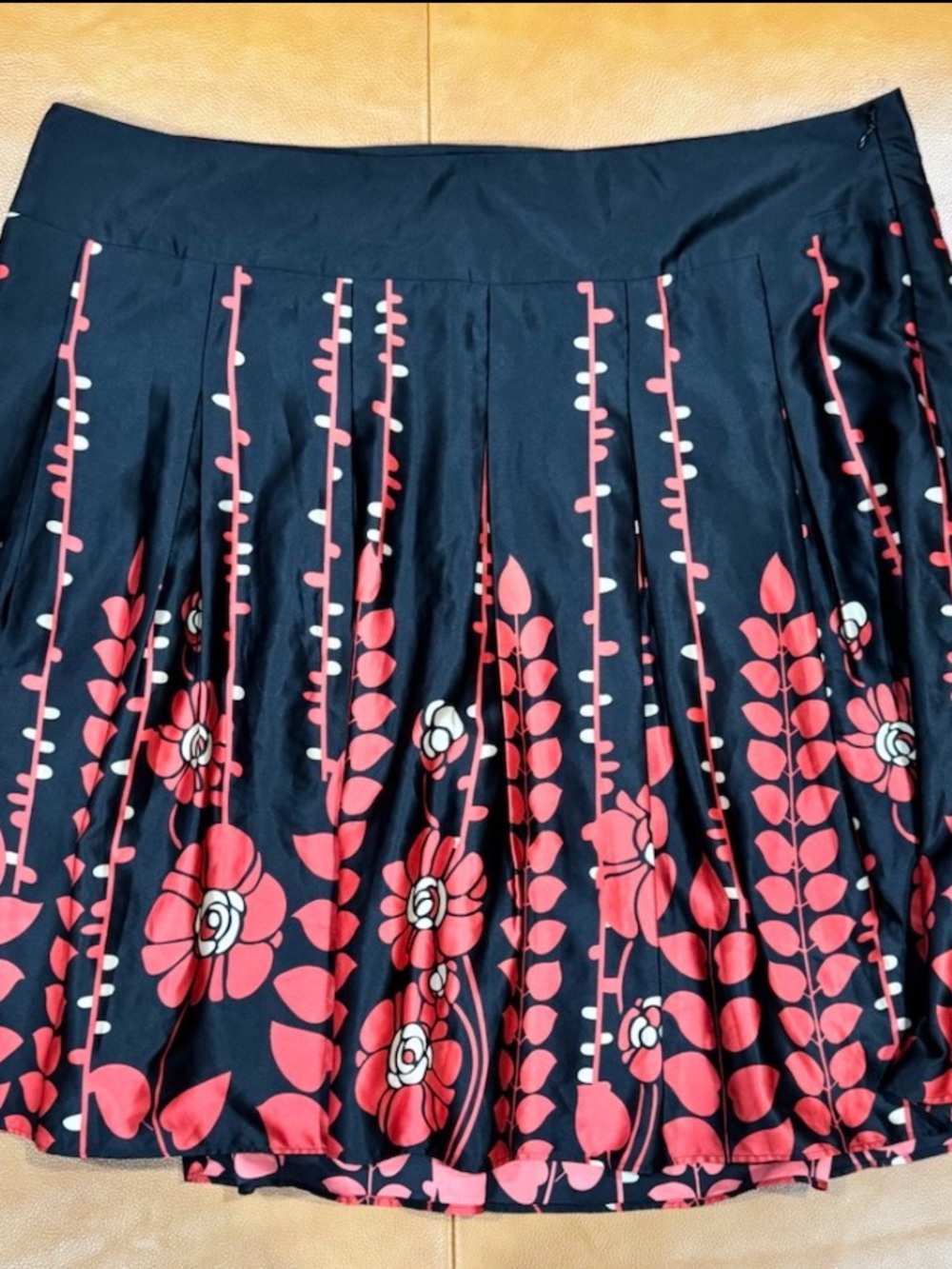 Mossimo Supply Co. Navy Midi Skirt with Pink Floral Stripe Print - Picture 2 of 6